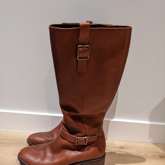 Cole Haan Brown Leather Riding Boots, Size 9 with 2 inch heel - Picture 4 of 5